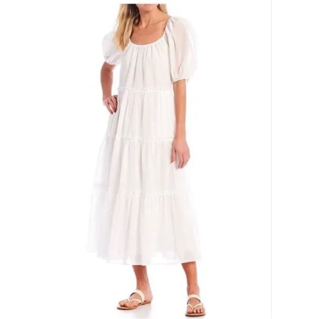 Nwtantonio Melani Nwt Rosalia Puff Sleeve Silk/Cotton Dress | Size Large